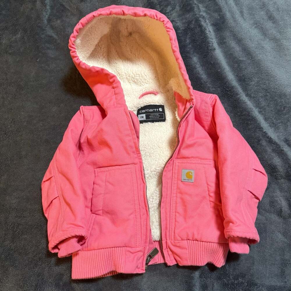 Carhartt Zip Canvas Insulated Hooded Jacket Pink 12M